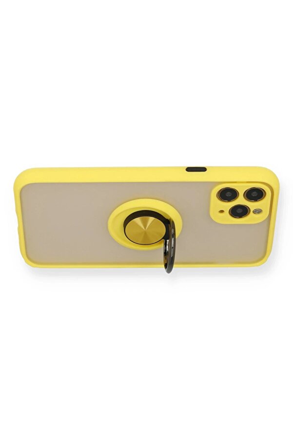 İphone 11 Pro Kılıf Montreal Yüzüklü Si̇li̇kon Kapak - Sarı - Dropx5885-6897