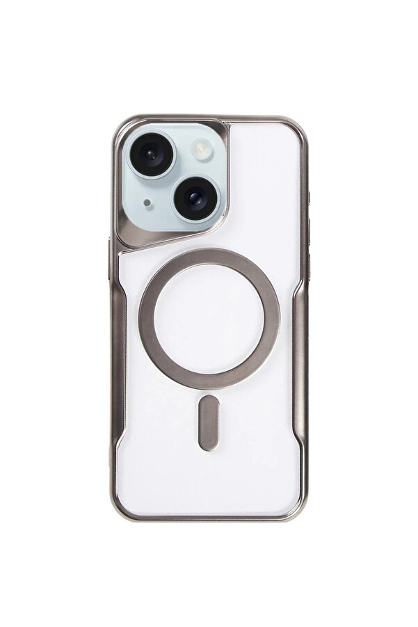 İphone 15 Plus Kılıf Boyi̇ Magsafe Si̇li̇kon Kapak - Ti̇tan Gri̇ - Dropx9956-6702