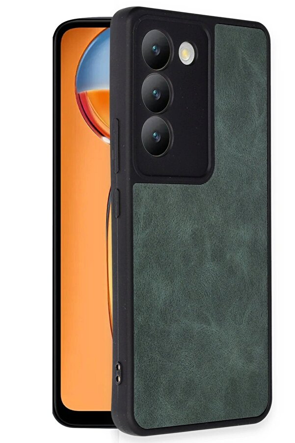 Vi̇vo V30 Li̇te 4G Kılıf Aras Deri̇ Kapak - Koyu Yeşi̇l - Dropx6072-1854