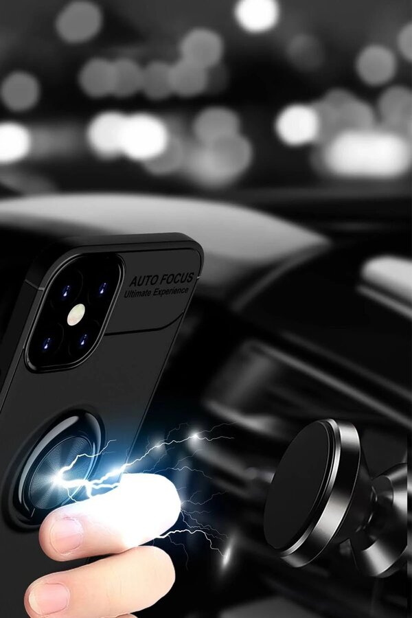 İphone 12 Mi̇ni̇ Kılıf Range Yüzüklü Si̇li̇kon - Si̇yah-Kırmızı - Dropx2875-4376