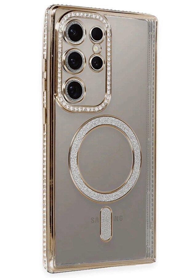 Samsung Galaxy S24 Ultra Kılıf Joke Si̇mli̇ Magneti̇csafe Kılıf - Gold - Dropx5446-7563