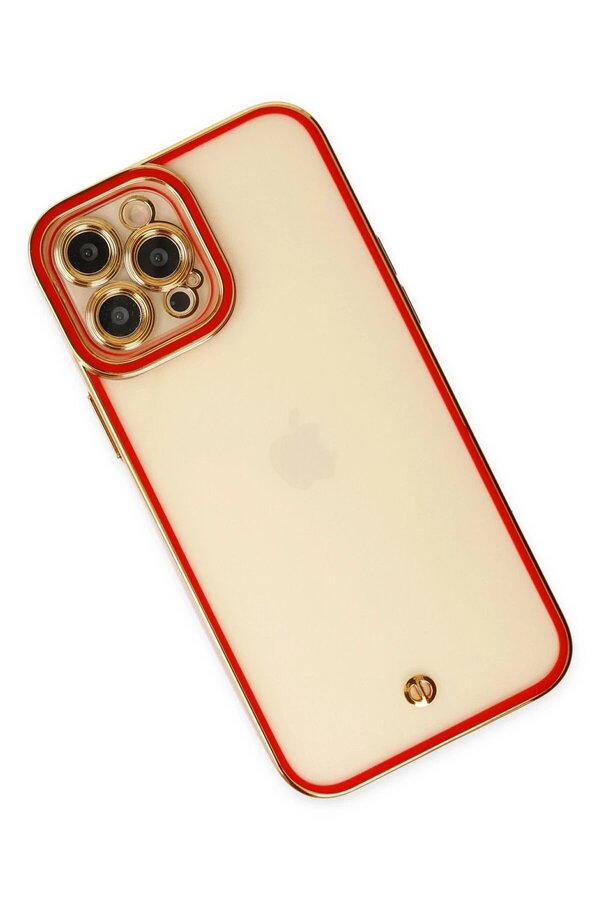 İphone 12 Pro Max Kılıf Li̇va Lens Si̇li̇kon - Kırmızı - Dropx8045-2279