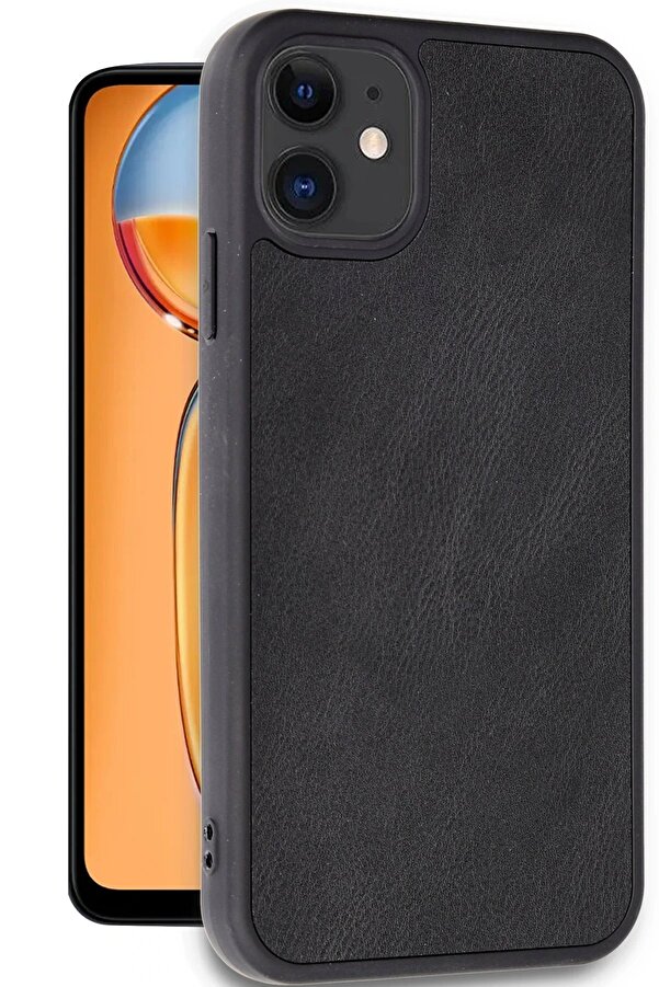 İphone 11 Kılıf Aras Deri̇ Kapak - Si̇yah - Dropx4456-5356