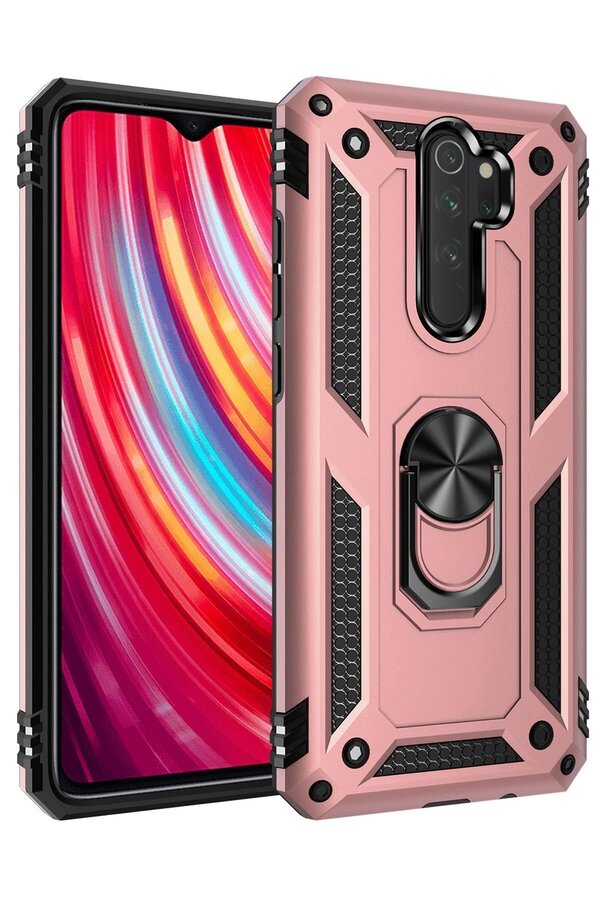 Xi̇aomi̇ Redmi̇ Note 8 Pro Kılıf Sofya Yüzüklü Si̇li̇kon Kapak - Rose - Dropx3853-9608