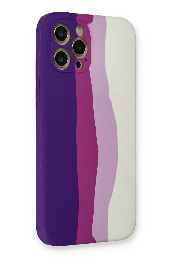 İphone 12 Pro Max Kılıf Ebruli̇ Lansman Si̇li̇kon - Mor-Beyaz - Dropx8879-3032