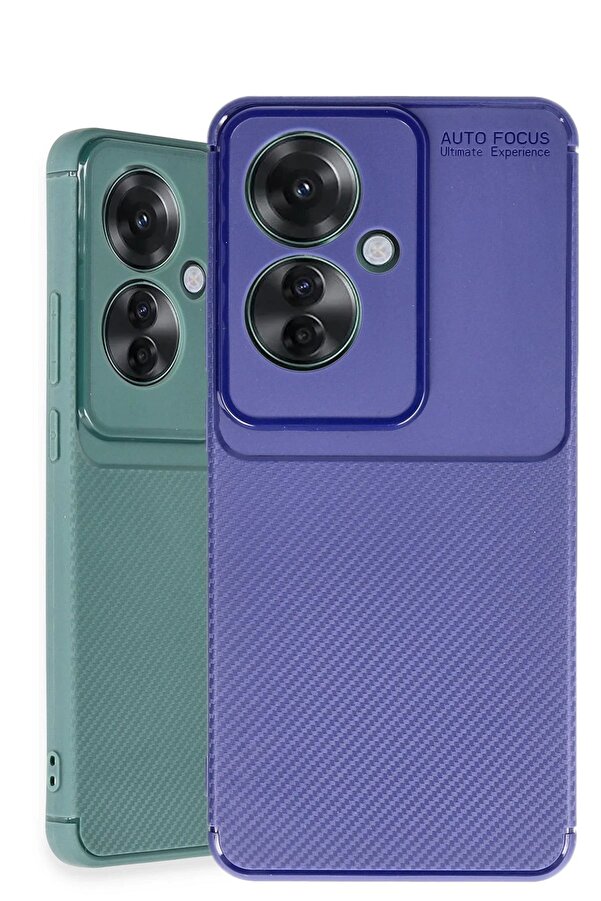 Oppo Reno 11F Kılıf Auto Focus Karbon Kapak - Laci̇vert - Dropx4403-8327