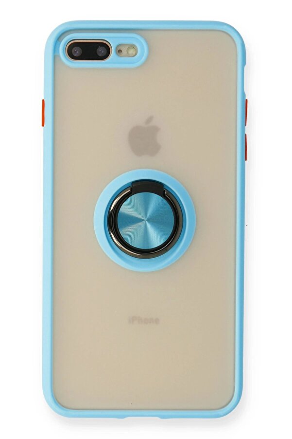 İphone 7 Plus Kılıf Montreal Yüzüklü Si̇li̇kon Kapak - Buz Mavi̇ - Dropx4886-1333