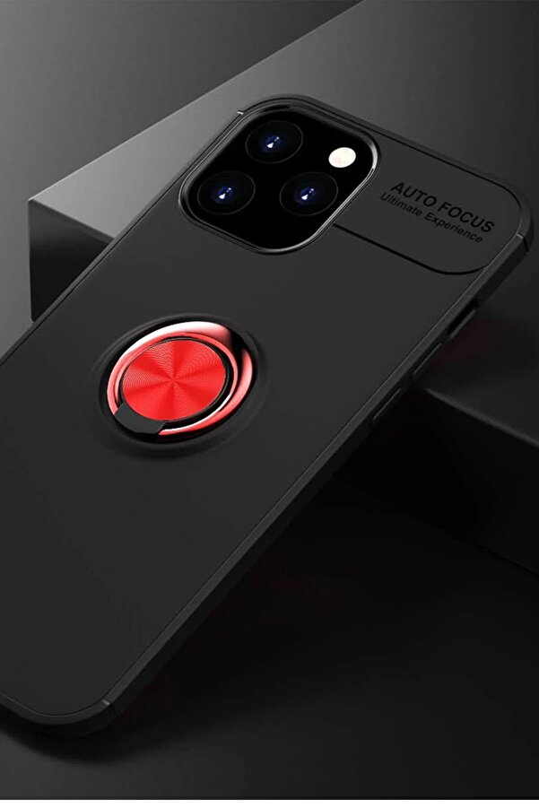 İphone 12 Pro Max Kılıf Range Yüzüklü Si̇li̇kon - Si̇yah-Kırmızı - Dropx7555-3760