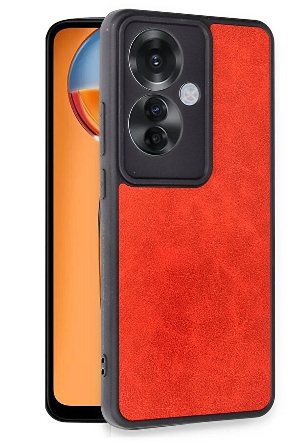 Oppo Reno 11F Kılıf Aras Deri̇ Kapak - Kırmızı - Dropx8871-8702