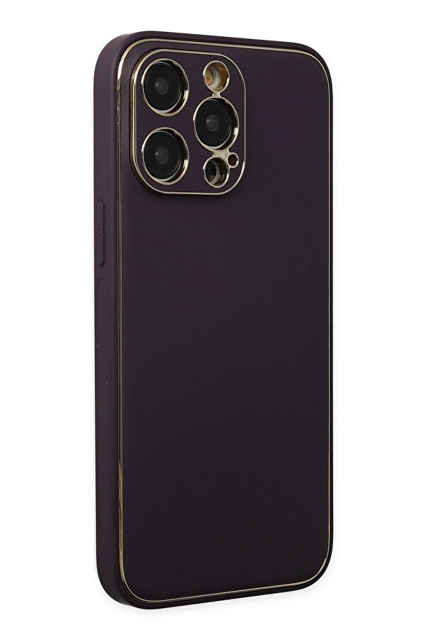 İphone 13 Pro Max Kılıf Coco Deri̇ Si̇li̇kon Kapak - Deri̇n Mor - Dropx1585-3015