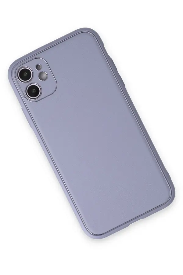 İphone 12 Kılıf Coco Deri̇ Si̇li̇kon Kapak - Açık Li̇la - Dropx4543-3486