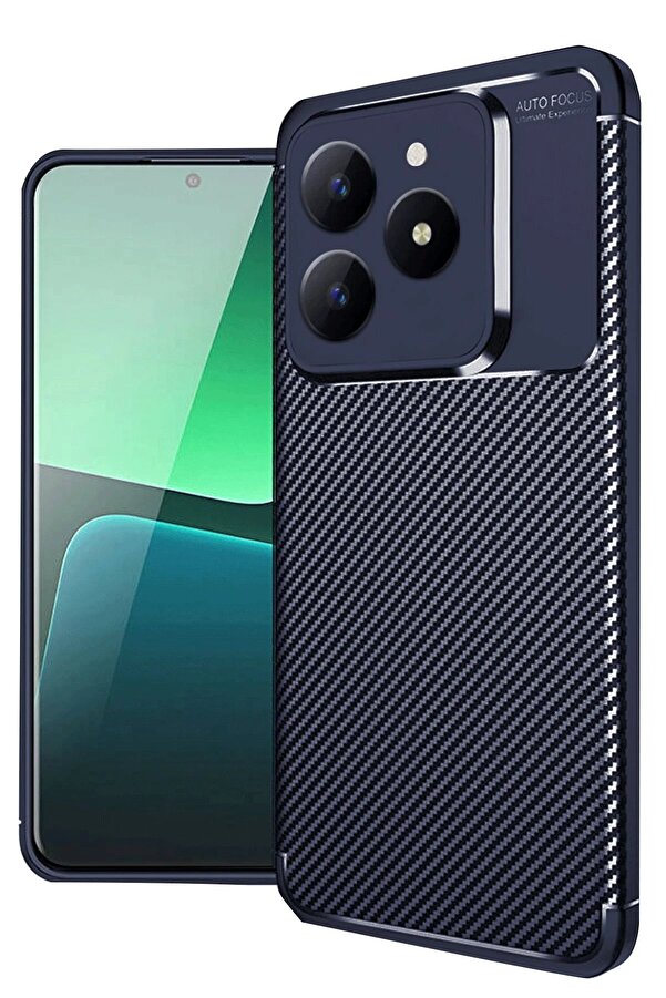 Realme C61 Kılıf Auto Focus Karbon Kapak - Laci̇vert - Dropx1995-4640