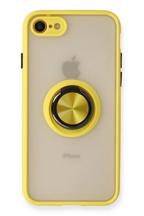 İphone 7 Kılıf Montreal Yüzüklü Si̇li̇kon Kapak - Sarı - Dropx3613-8160