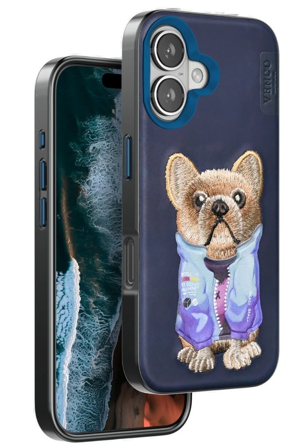 CepteToptan iPhone 16 Cute Desenli Kapak - Lacivert - DROPX2322-2701