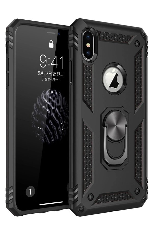 İphone Xs Max Kılıf Sofya Yüzüklü Si̇li̇kon Kapak - Si̇yah - Dropx2206-9603