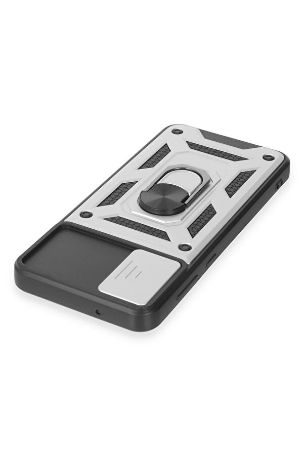 Samsung Galaxy A04E Kılıf Pars Lens Yüzüklü Si̇li̇kon - Gümüş - Dropx5700-2134