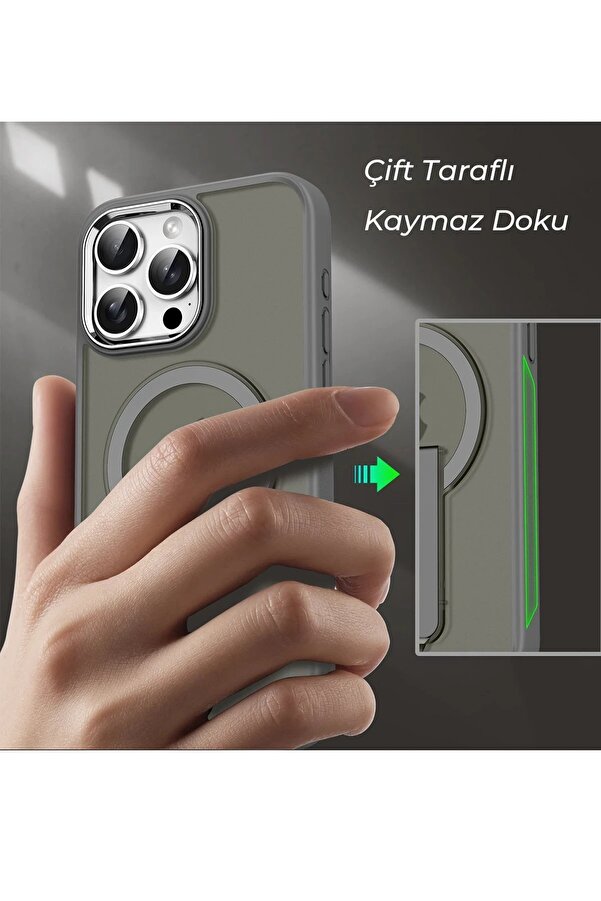 İphone 14 Pro Tork Magsafe Standlı Kapak - Si̇yah - Dropx6312-4839