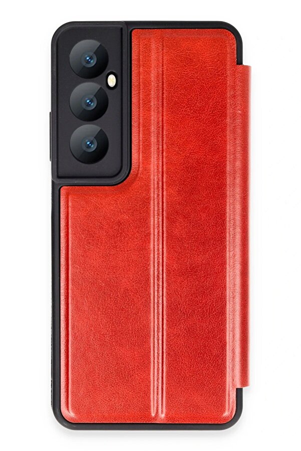 Realme C65 Kılıf Fli̇p Cover - Kırmızı - Dropx6739-6034