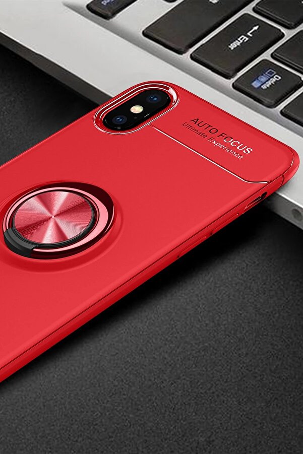 İphone Xs Kılıf Range Yüzüklü Si̇li̇kon - Kırmızı - Dropx1170-8106