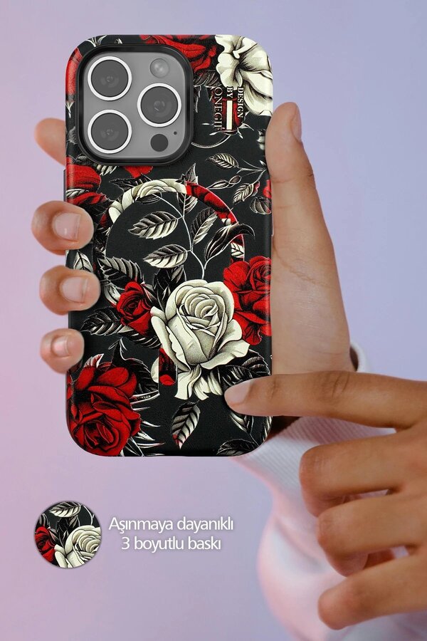 İphone 16 Pro Flower Seri̇es Magsafe Kapak - Mavi̇ - Dropx7502-7211