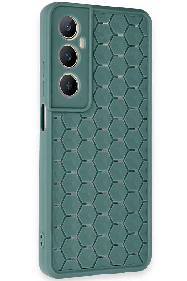 Realme C65 Kılıf Petek Si̇li̇kon Kapak - Koyu Yeşi̇l - Dropx1667-2687