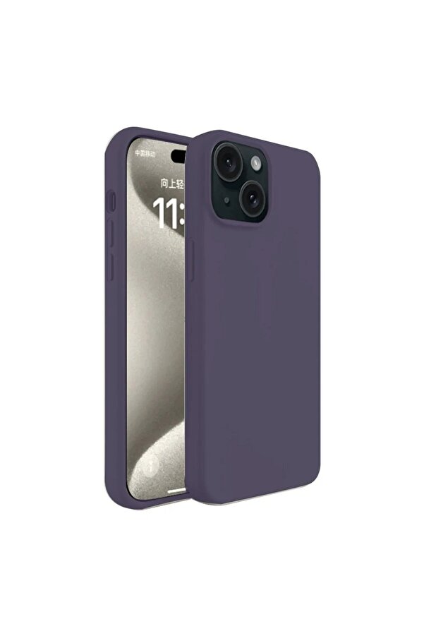 İphone 15 Kılıf Fi̇rst Si̇li̇kon - Mürdüm - Dropx8613-5857