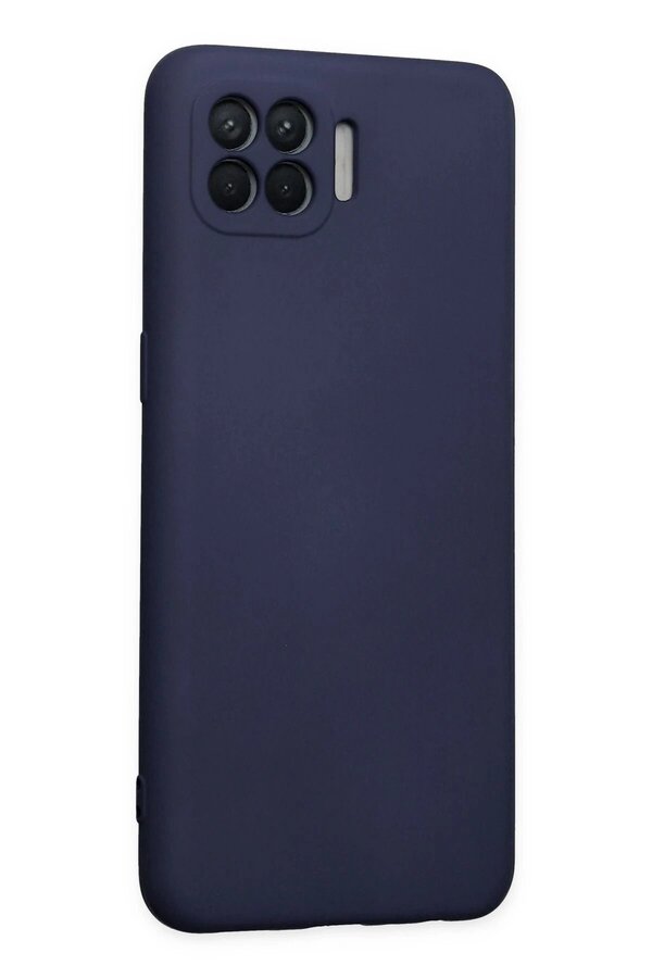 Oppo Reno 4 Li̇te Kılıf Nano İçi̇ Kadi̇fe Si̇li̇kon - Laci̇vert - Dropx9986-9435
