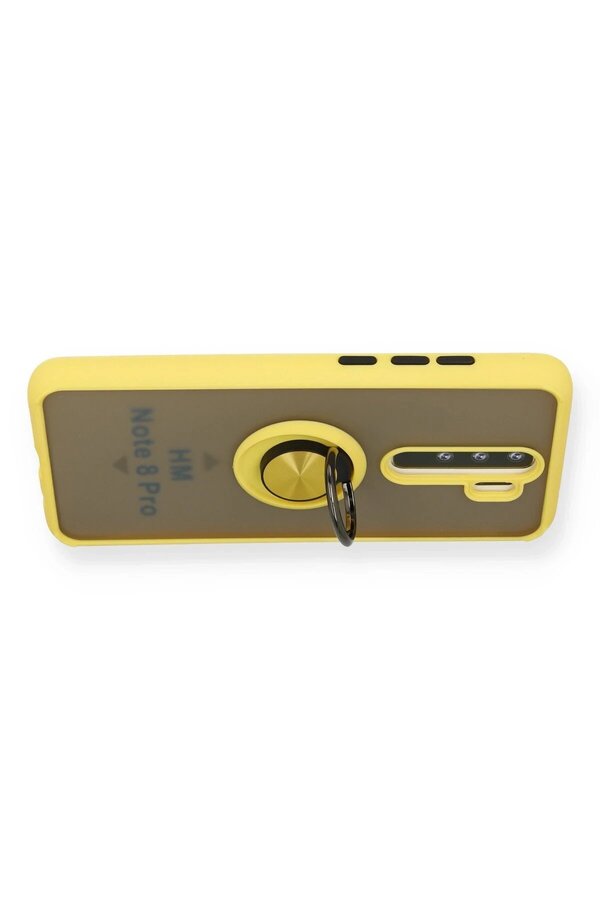 Xi̇aomi̇ Redmi̇ Note 8 Pro Kılıf Montreal Yüzüklü Si̇li̇kon Kapak - Sarı - Dropx4626-7207
