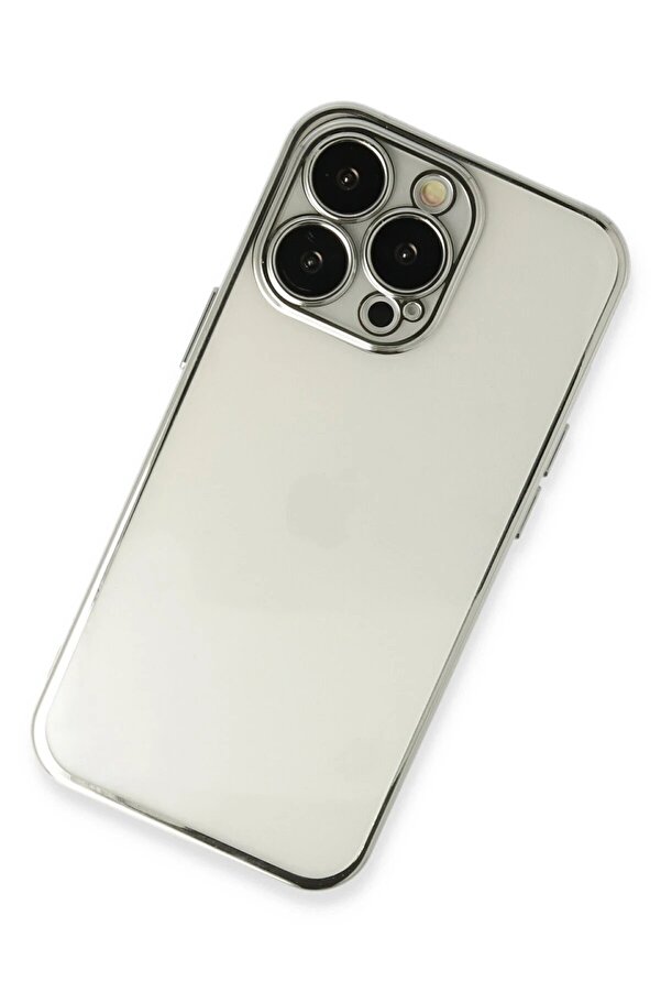 İphone 14 Pro Max Kılıf Lensli̇ Si̇li̇kon - Gümüş - Dropx5804-7818