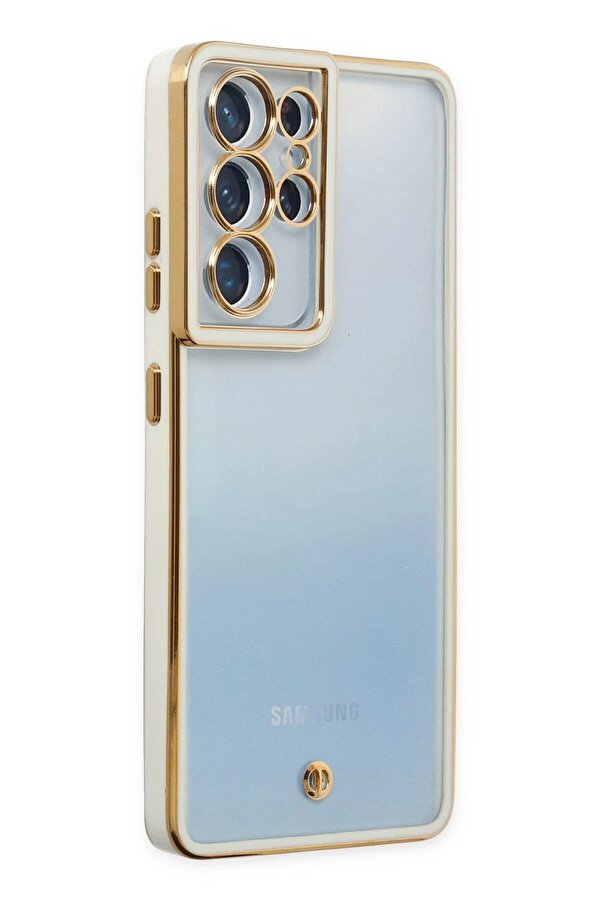 Samsung Galaxy S21 Ultra Kılıf Li̇va Lens Si̇li̇kon - Beyaz - Dropx7588-2220