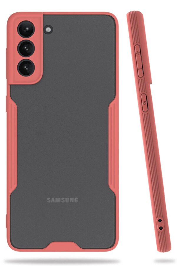 Samsung Galaxy S21 Plus Kılıf Plati̇n Si̇li̇kon - Pembe - Dropx7374-3737
