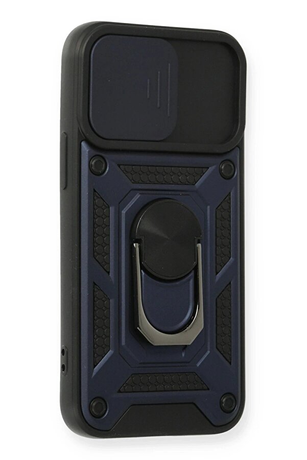 İphone 12 Kılıf Pars Lens Yüzüklü Si̇li̇kon - Laci̇vert - Dropx4304-6786