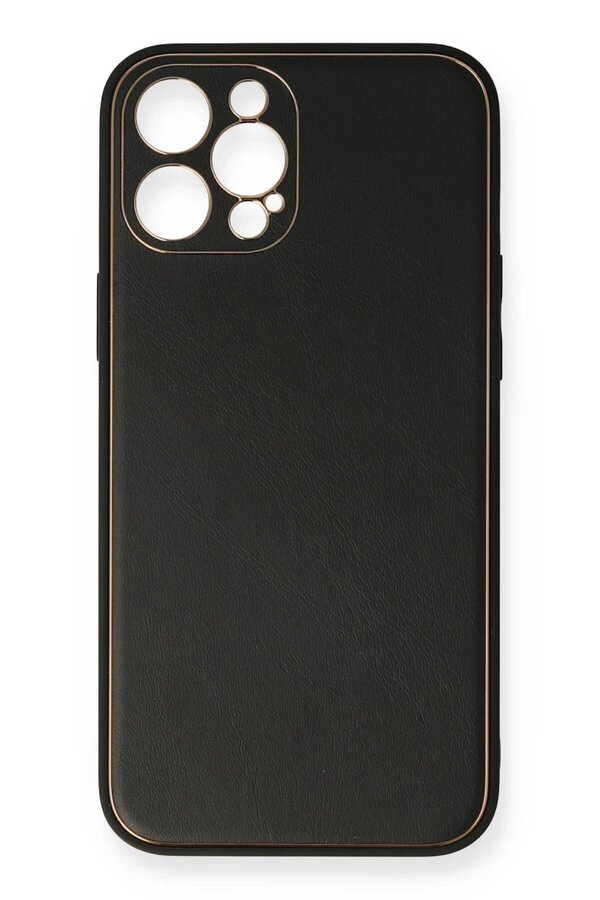 İphone 12 Pro Kılıf Coco Deri̇ Si̇li̇kon Kapak - Si̇yah - Dropx2333-4195