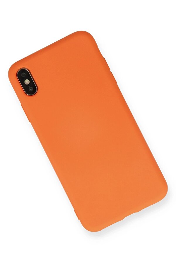 İphone X Kılıf Nano İçi̇ Kadi̇fe Si̇li̇kon - Turuncu - Dropx6551-5436