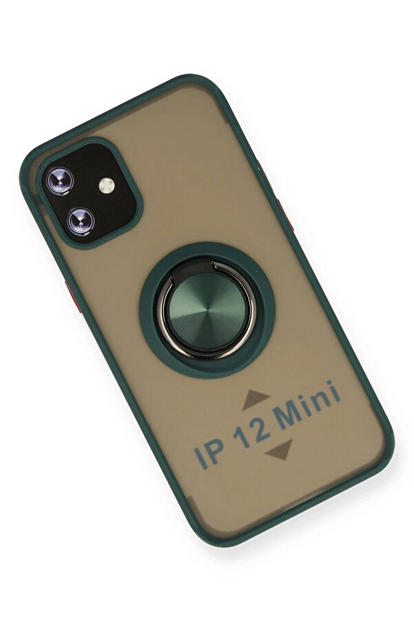 İphone 12 Kılıf Montreal Yüzüklü Si̇li̇kon Kapak - Yeşi̇l - Dropx6820-8183