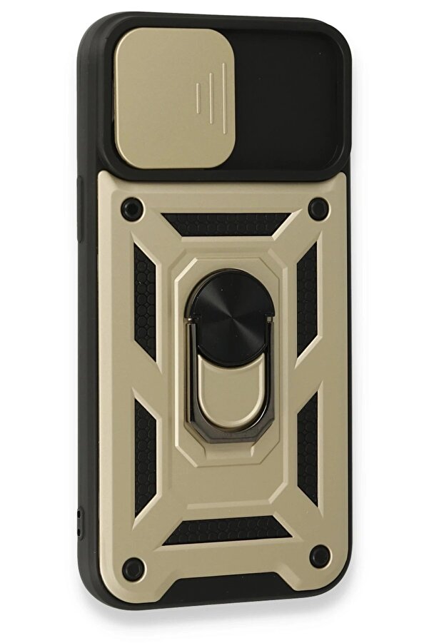 İphone 15 Pro Max Kılıf Pars Lens Yüzüklü Si̇li̇kon - Gold - Dropx9204-1315