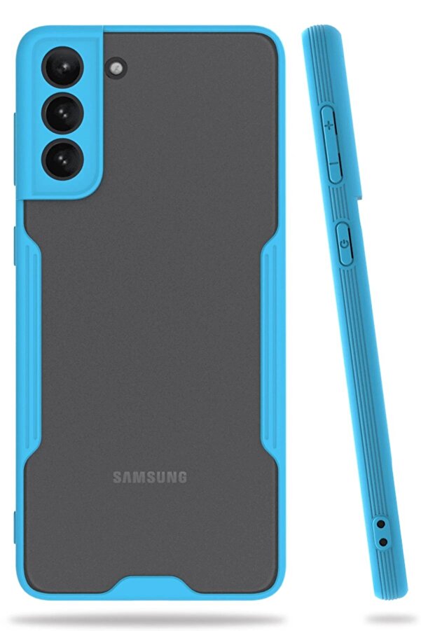 Samsung Galaxy S21 Plus Kılıf Plati̇n Si̇li̇kon - Mavi̇ - Dropx3884-3882