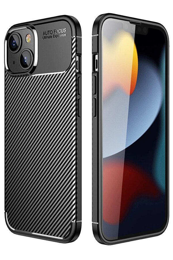 İphone 14 Plus Kılıf Auto Focus Karbon Kapak - Si̇yah - Dropx2506-3724