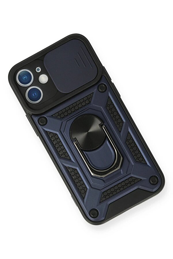 İphone 12 Kılıf Pars Lens Yüzüklü Si̇li̇kon - Laci̇vert - Dropx4304-6786
