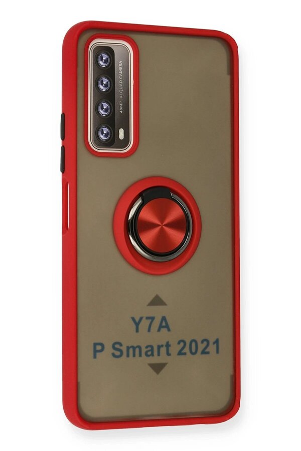 Huawei̇ P Smart 2021 Kılıf Montreal Yüzüklü Si̇li̇kon Kapak - Kırmızı - Dropx7465-3175