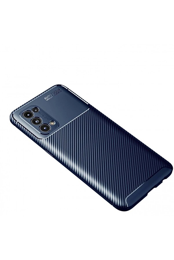Oppo Reno 5 Kılıf Auto Focus Karbon Kapak - Laci̇vert - Dropx7532-7523