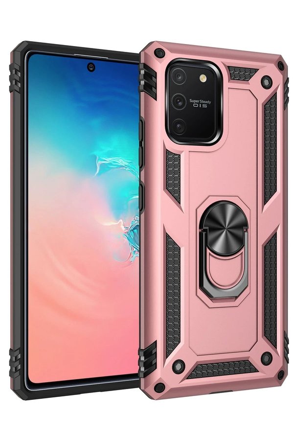 CepteToptan Samsung Galaxy A91 / S10 Lite Kılıf Sofya Yüzüklü Silikon Kapak - Rose - DROPX4230-9786