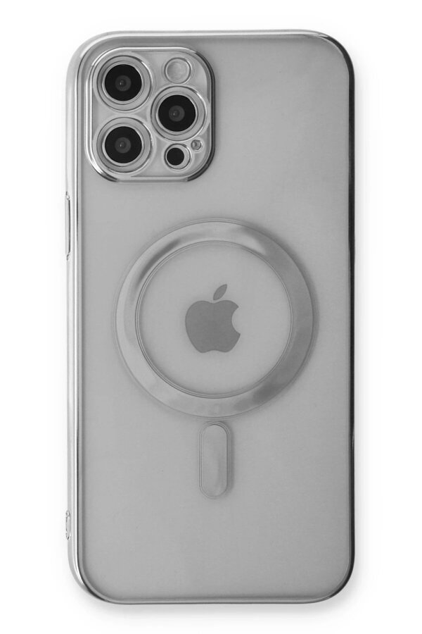 İphone 12 Pro Kılıf Magneti̇csafe Lazer Si̇li̇kon - Gümüş - Dropx2377-1760