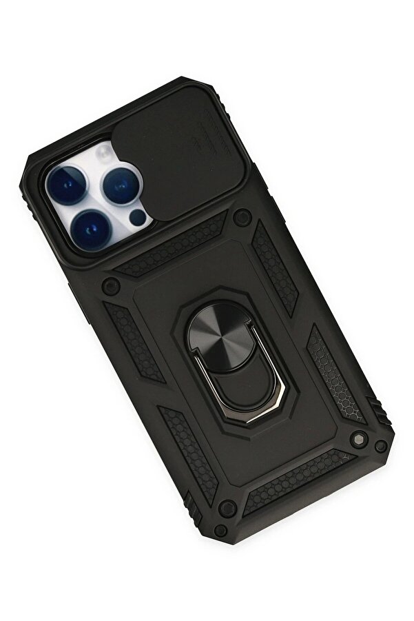 İphone 14 Pro Kılıf Pars Lens Yüzüklü Si̇li̇kon - Si̇yah - Dropx9207-1413