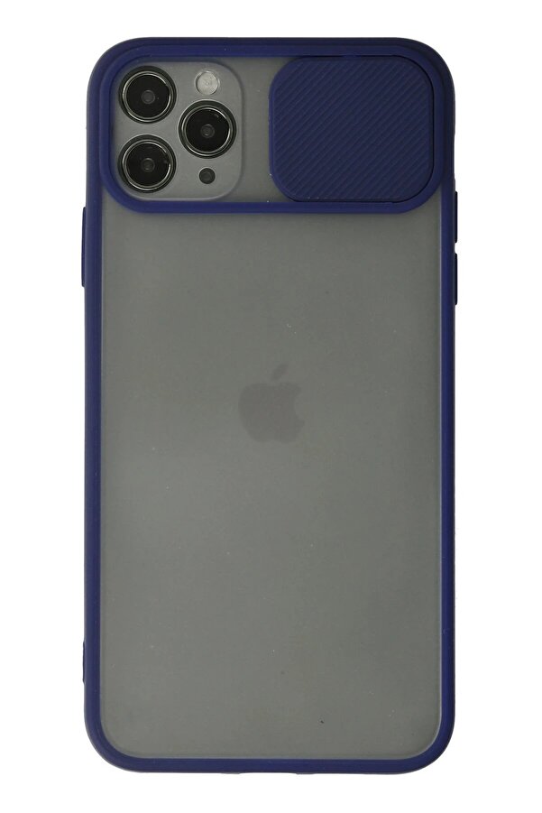 İphone 11 Pro Max Kılıf Palm Buzlu Kamera Sürgülü Si̇li̇kon - Laci̇vert - Dropx7822-9777
