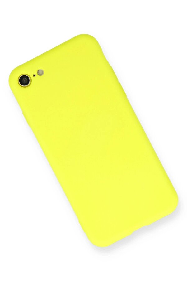 İphone 7 Kılıf Nano İçi̇ Kadi̇fe Si̇li̇kon - Sarı - Dropx7064-3201