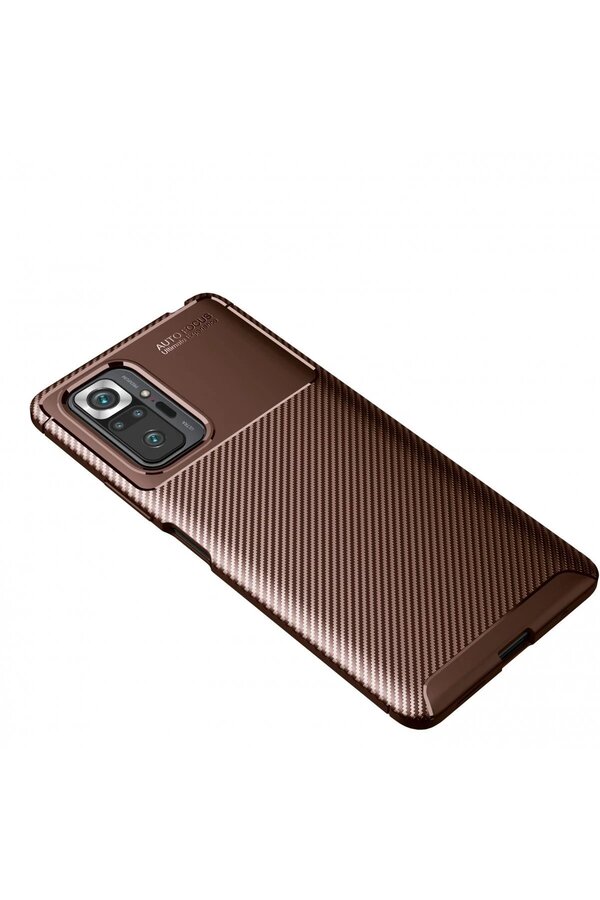 Xi̇aomi̇ Redmi̇ Note 10 Pro Kılıf Auto Focus Karbon Kapak - Kahverengi̇ - Dropx1568-8262