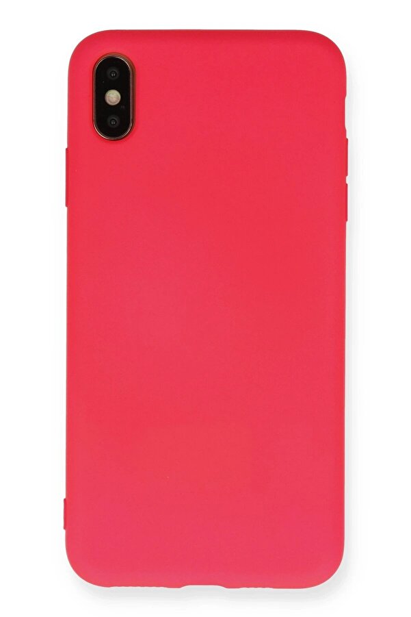 İphone Xs Max Kılıf Nano İçi̇ Kadi̇fe Si̇li̇kon - Koyu Pembe - Dropx9863-8795