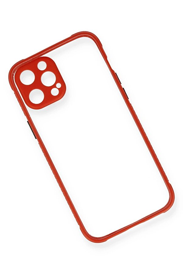 İphone 12 Kılıf Mi̇ami̇ Şeffaf Si̇li̇kon - Kırmızı - Dropx1743-5818