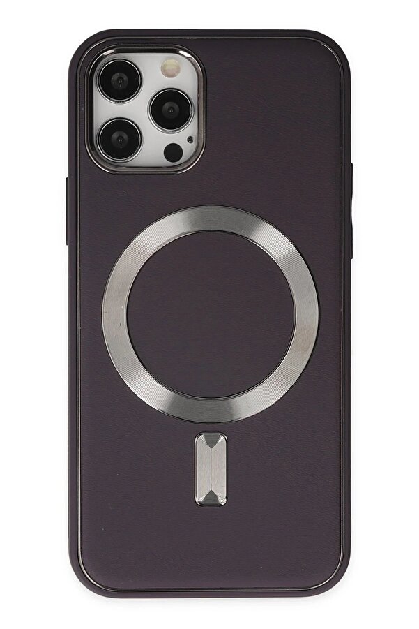 İphone 12 Pro Max Kılıf Coco Deri̇ Magneti̇csafe Si̇li̇kon - Deri̇n Mor - Dropx1525-7106